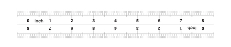 Ruler bidirectional 8 inches. Metric calibration grid. The division price is 0.05 inch. Precise measuring toolのイラスト素材