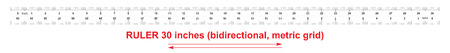 Ruler bidirectional 30 inches. Metric calibration grid. The division price is 0.05 inch. Precise measuring toolのイラスト素材