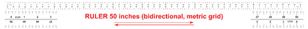 Ruler bidirectional 50 inches. Metric calibration grid. The division price is 0.05 inch. Precise measuring toolのイラスト素材