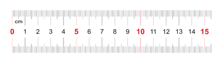 Ruler of 150 millimeters. Ruler of 15 centimeters. Calibration grid. Value division 1 mm. Precise length measurement device. Two-sided measuring instrument.のイラスト素材