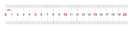 Ruler of 200 millimeters. Ruler of 20 centimeters. Calibration grid. Value division 1 mm. Precise length measurement device. Two-sided measuring instrument.のイラスト素材
