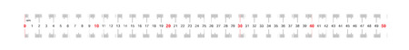 Ruler of 500 millimeters. Ruler of 50 centimeters. Calibration grid. Value division 1 mm. Precise length measurement device. Two-sided measuring instrument.のイラスト素材