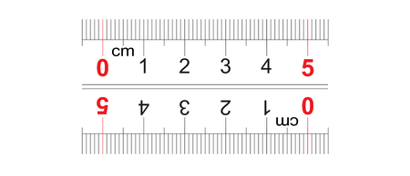 Ruler bidirectional double sided 50 millimeter, 5 centimeter. The division price is 1 mm. Precise measuring tool. Calibration gridのイラスト素材