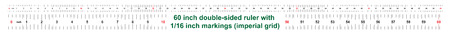 60 inch double-sided ruler. Marking accuracy is one sixteenth of an inch. Imperial gridのイラスト素材