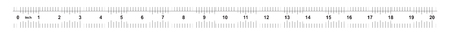 20 inch double-sided ruler. Marking accuracy is one sixteenth of an inch. Imperial gridのイラスト素材