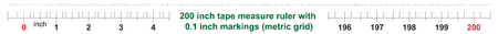 200 inch tape measure ruler with 0.1 inch markings. Metric gridのイラスト素材