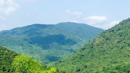 China. The mountains are covered with impassable tropical forests, jungles. Cultural Tourism Zone Hainan island, Yalong Bay Tropical Paradise Forest Park Yanoda.の写真素材