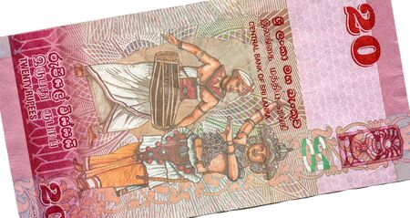 20 rupees, the currency of Sri Lanka. High resolution photo. Obverse sideの写真素材