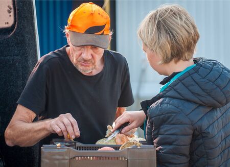 Kontiomaki, Finland - August 29, 2018. Inexperienced mushroom pickers brought mushrooms to the plant...