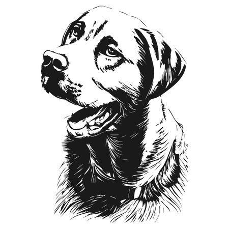 logo labrador hand drawn vector black and whiteのイラスト素材