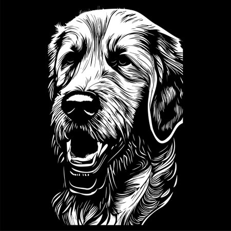 logo labrador retriever hand drawn vector black and whiteのイラスト素材