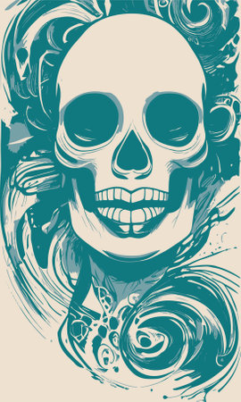 feminine lace sugar skull tattoo hand drawn vector colored clip artのイラスト素材