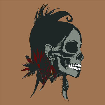 vintage sugar skull tattoo hand drawn vector colored clip artのイラスト素材