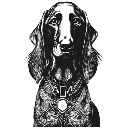 Dachshund line drawing vector ,black and white drawing of dogのイラスト素材