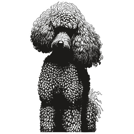 Poodle vector logo hand drawn ,black and white drawing of dogのイラスト素材