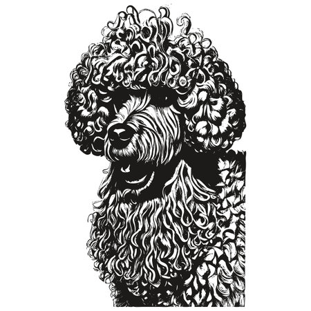 Poodle hand drawn image ,black and white drawing of dogのイラスト素材