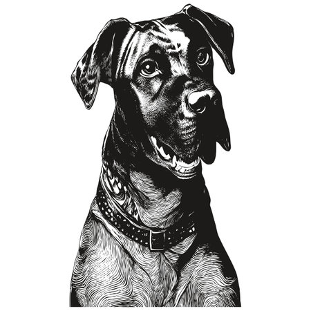 Pointer German Shorthaired portrait hand drawn vector ,black and white drawing of dog Kurzhaarのイラスト素材