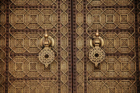 Traditional door knocker typical of a Moroccan houseの写真素材