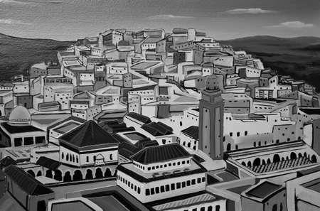 Ancient traditional moroccan lifestyle in black and whiteの写真素材
