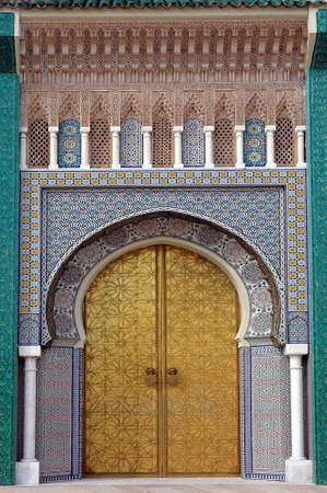Traditional and artisanal door in Moroccoの写真素材