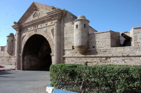 Old portuguese architecture of Essaouira in Moroccoの写真素材