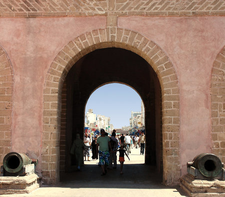 Old portuguese architecture of Essaouira in Moroccoの写真素材