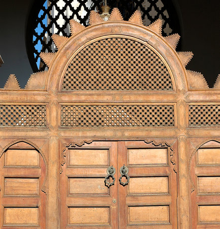 Traditional and artisanal door in Moroccoの写真素材