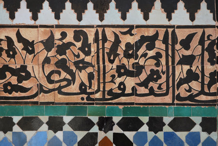Traditional and handicraft zellige (tile) in Moroccoの写真素材