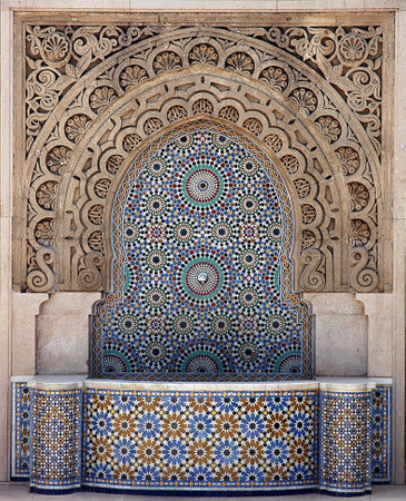 Beautiful handcrafted fountain in Moroccoの写真素材