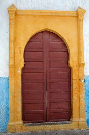 Traditional and artisanal door in Moroccoの写真素材