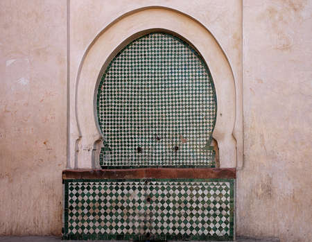 Beautiful handcrafted fountain in Moroccoの写真素材
