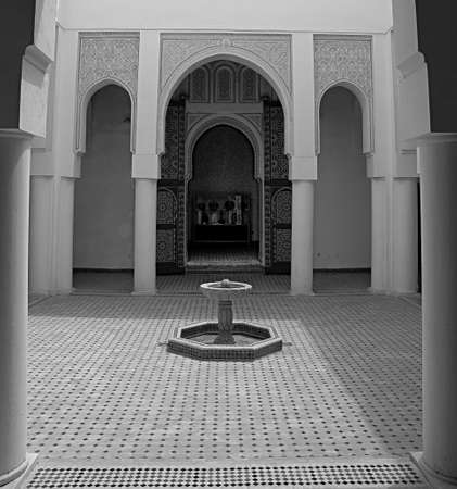 Interior of the Kasbah in Morocco in black and whiteの写真素材