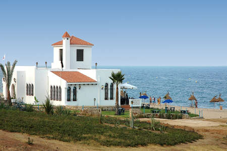 View of the coastal town M'DIQ in northern Moroccoの写真素材