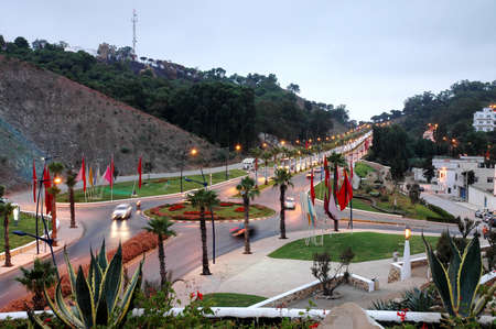 View of the coastal town M'DIQ in northern Moroccoの写真素材