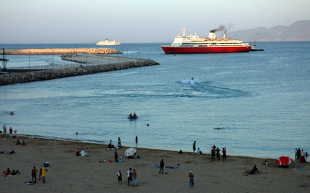 The tourist town of Al Hoceima in northern Moroccoの写真素材