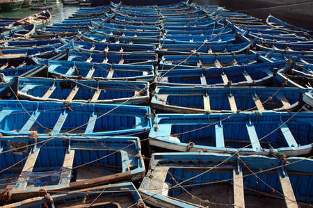 Wooden fishing boats in the harbor, Moroccoの写真素材