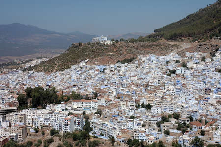 Chefchaouen the blue city in northern Morocco north west Africaの写真素材