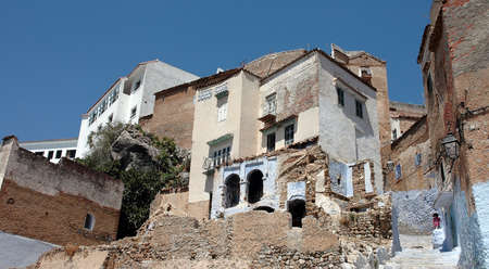 Chefchaouen the blue city in northern Morocco north west Africaの写真素材