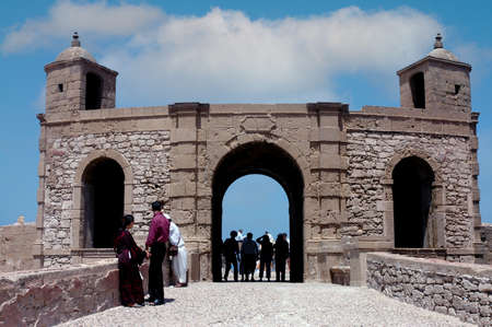 Old portuguese architecture in Essaouira (mogador) in Moroccoの写真素材