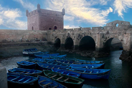 Old portuguese architecture in Essaouira (mogador) in Moroccoの写真素材