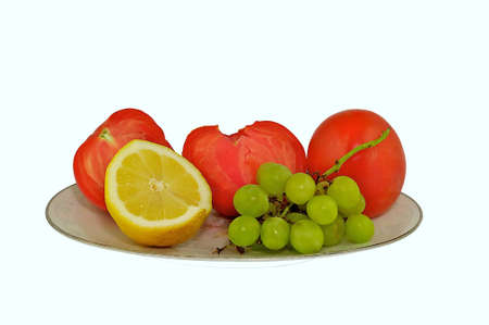 Fruit and vegetable on the dish の写真素材
