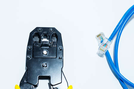 internet or telephone line cables and crimper, Twisting Cable Tool Twisted Pair network UTP Cat 5,...