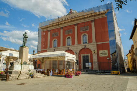 Reconstruction of buildings in Norcia after the 2016 earthquake, Umbria, Italyの写真素材