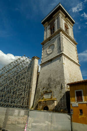 Reconstruction of buildings in Norcia after the 2016 earthquake, Umbria, Italyの写真素材