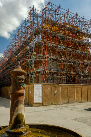 Reconstruction of buildings in Norcia after the 2016 earthquake, Umbria, Italyの写真素材