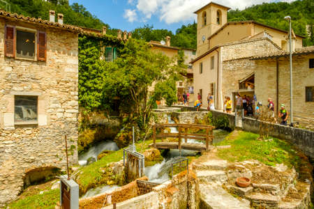 The village of Rasiglia, also called the Venice of Umbria, Foligno, Umbria, Italyの写真素材