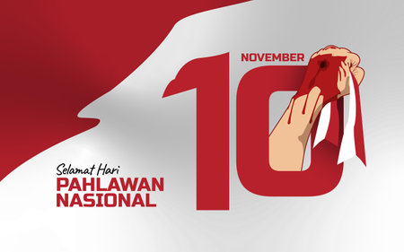 Vector illustration of a Background for Happy National Heroes Day of Indonesiaのイラスト素材