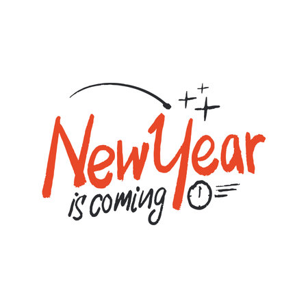 New year is coming. Sticker for social media content. Vector hand drawn illustration design.のイラスト素材