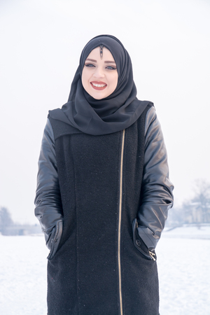 Young muslim girl with beautiful smileの写真素材