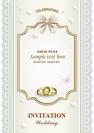 wedding card with ringsのイラスト素材